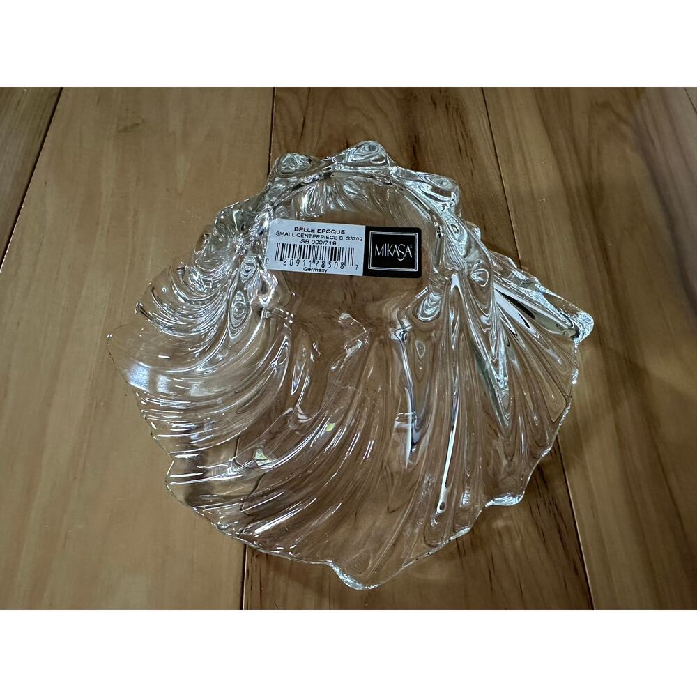 Mikasa Belle Epoque Crystal Centerpiece Bowl Candy Dish Swirl Wave 7" With Box - Picture 4 of 6